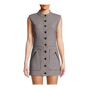 Veronica Beard Leigh Houndstooth Button-Front Mini Dress